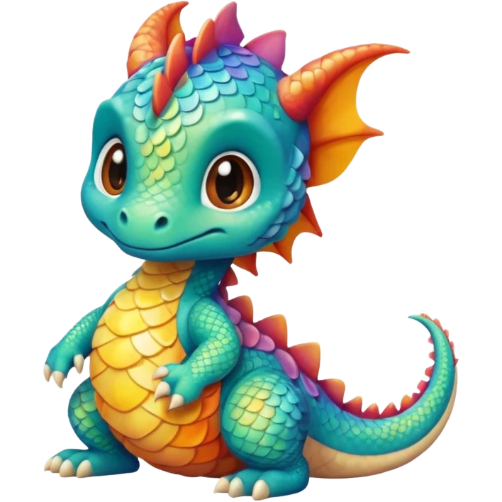 A rainbow cute little baby dragon emoji