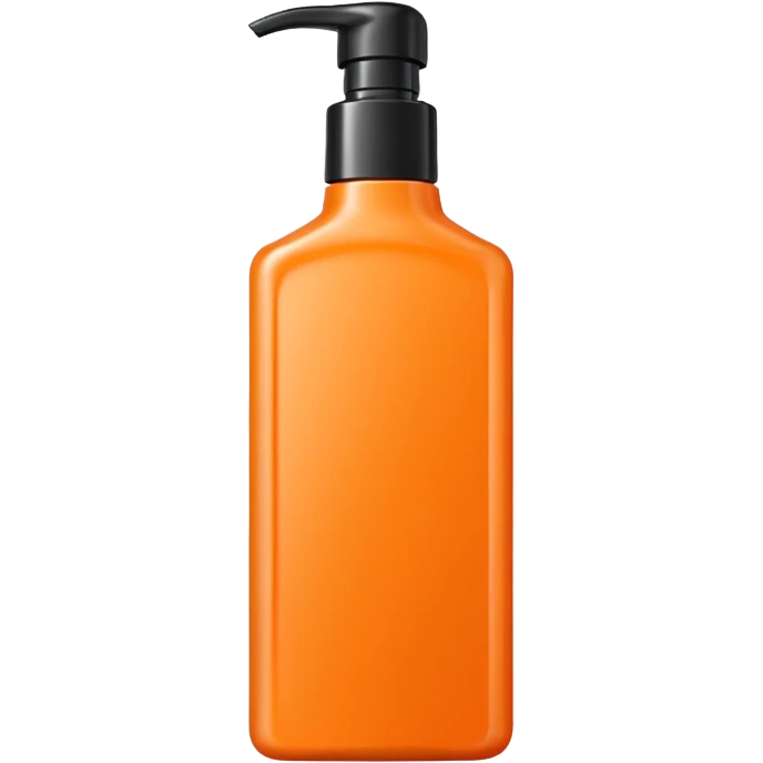 Square-shaped orange-colored shampoo - No product descriptionSquare-shaped package containing an orange-colored shampoo without embossing - no product description emoji