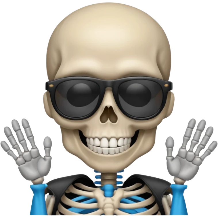 cool skeleton smiling like a rockstar with sunglases emoji