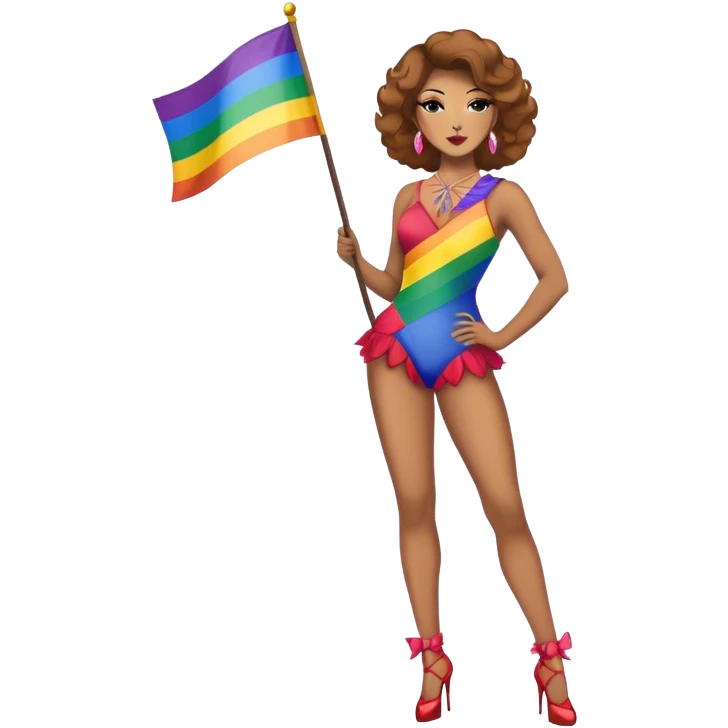 burlesque dancer with pride flag full height emoji