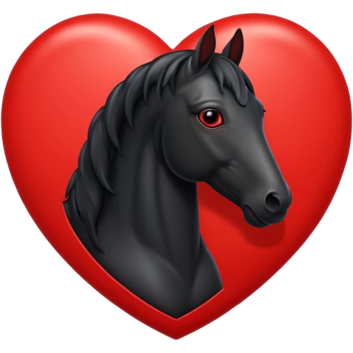 Black Horse centered within a red heart emoji emoji