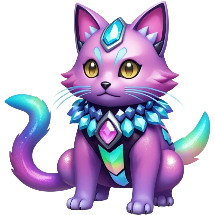 Mechanical Sparkly Glittery Nebulae Beautiful Gorgeous Pretty Pastel Hot Exotic Lush Warm Cute Adorable Colorful Shiny Iridescent Futuristic Modern Cybernetic Scarameow-Protogen-Vernid-Fakémon-Pokémon-creature-fusion (full body) emoji