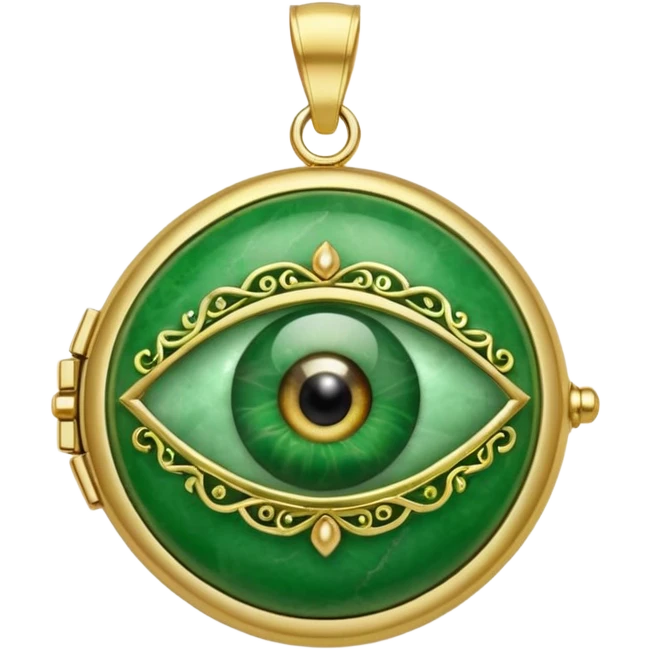 Eye shaped green locket  emoji