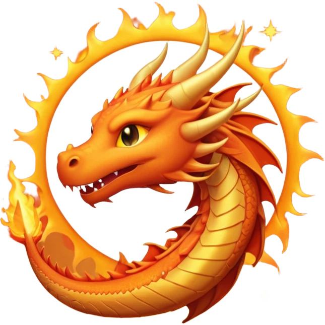 a sun with dragon features and a comet tail, blending all three elements emoji