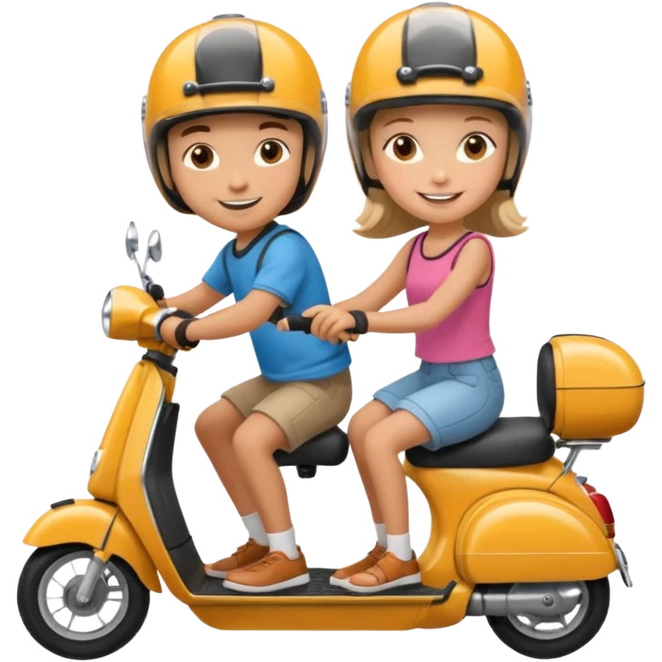 Un garçon et une fille sur une trottinette emoji
