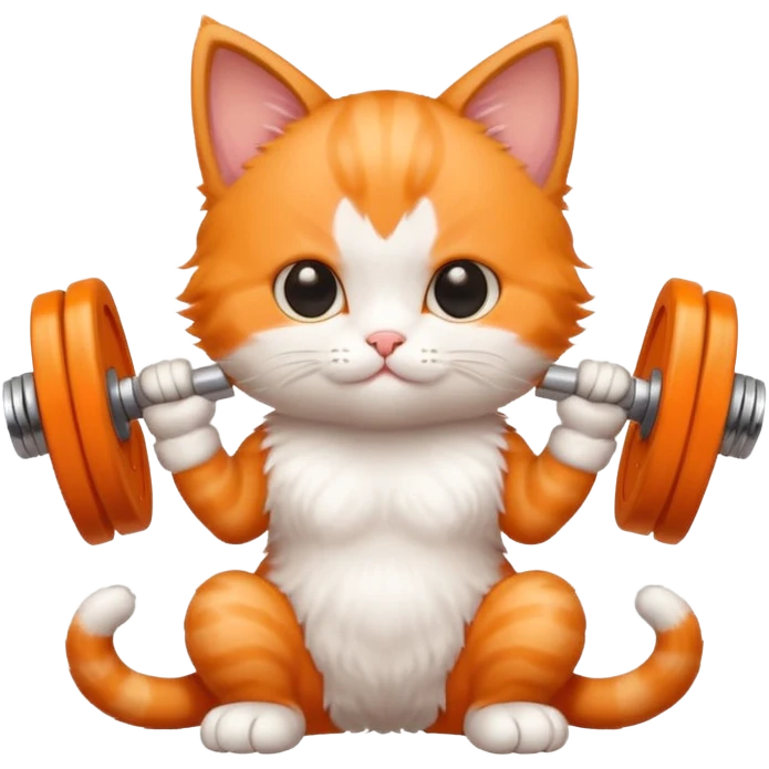 Kitten doing dumbell curls emoji