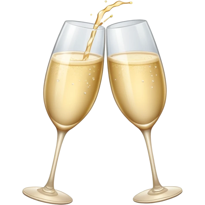 
2 light beige champagne glasses are knocked against each other emoji