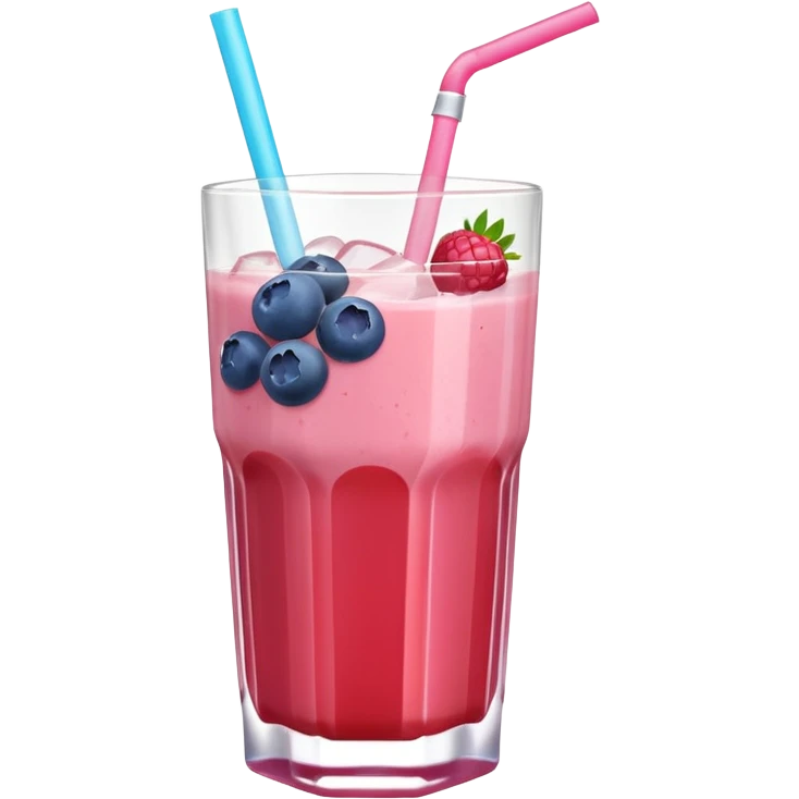 Juice contains: Strawberry Yoghurt, Blueberries, Apple Juice, Raspberries, Banana & Ice. In 3D. Aesthetic emoji