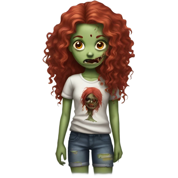 Zombie girl with long red curly hair emoji