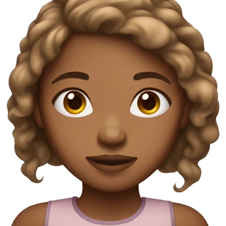 Light brown skin girl with brown hair emoji