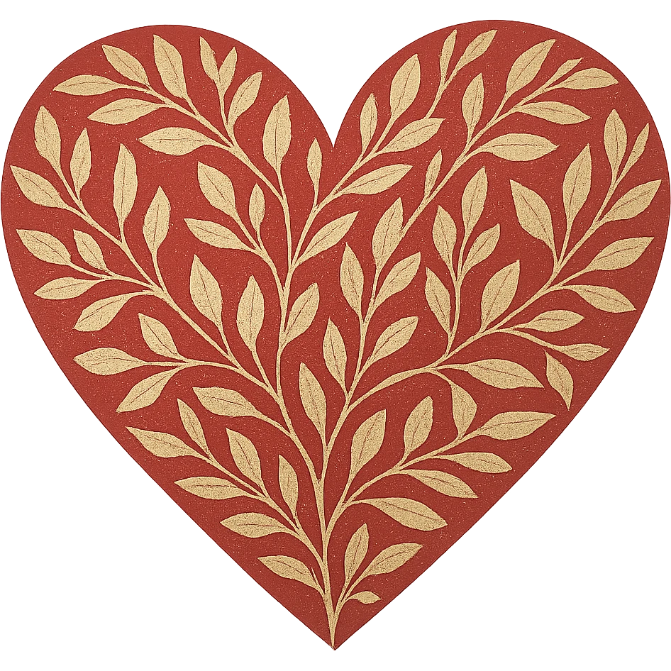 heart with a delicate gold leaf overlay, remove background emoji