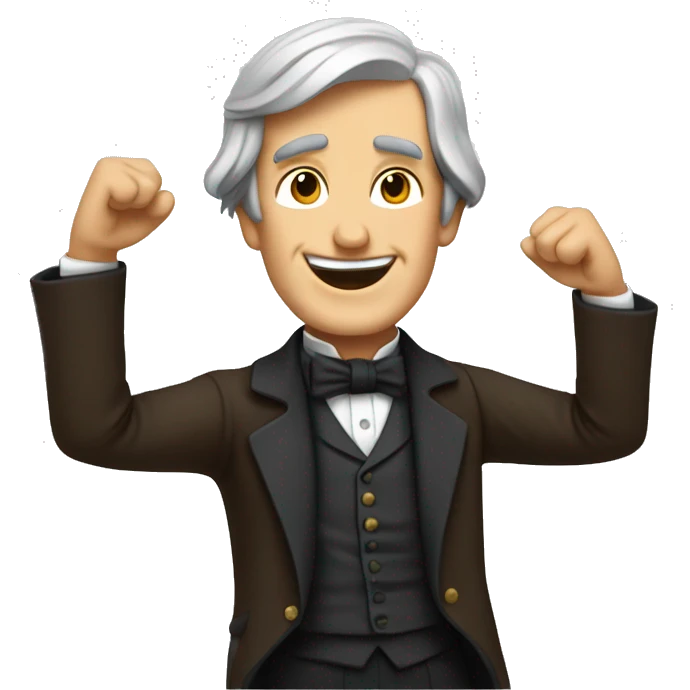 Ralph waldo emerson talking happily with arms open emoji