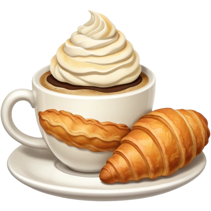 Croissant and capuccino breakfast emoji