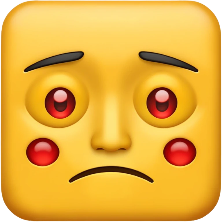 Red tired eyes on yellow face emoji emoji