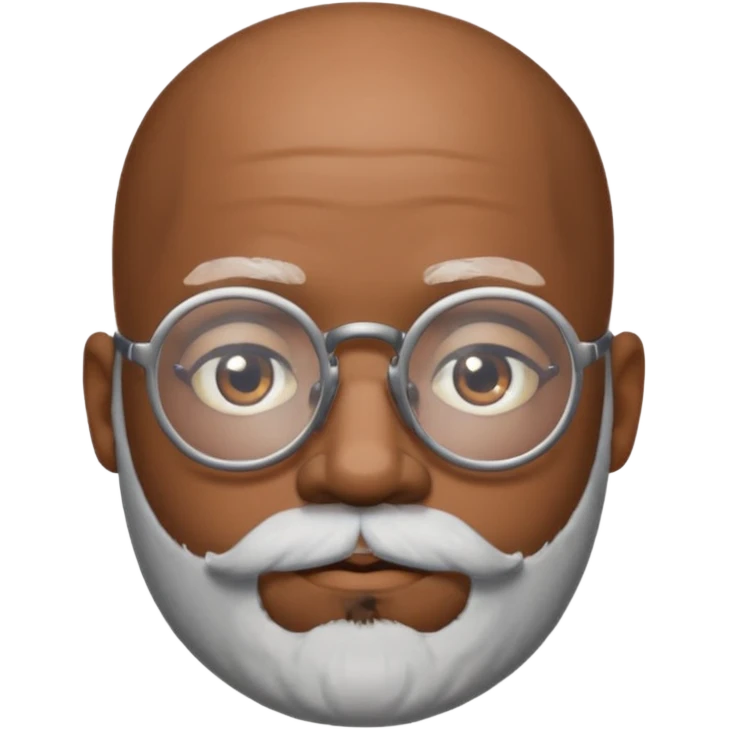 African american male, bald, salt and pepper beard. Round face, glasses emoji