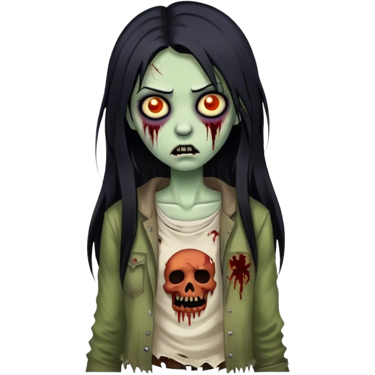 Girl with hair black zombie emoji
