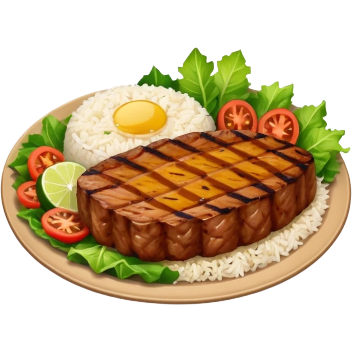 Brazilian dish with salad, rice and meat emoji