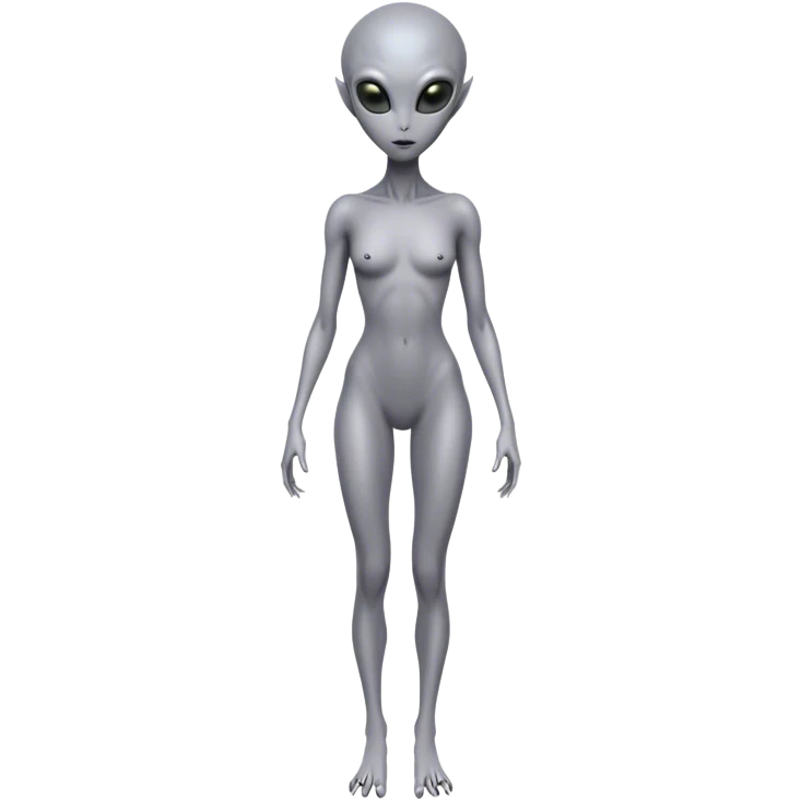 Gray alien woman, full body emoji