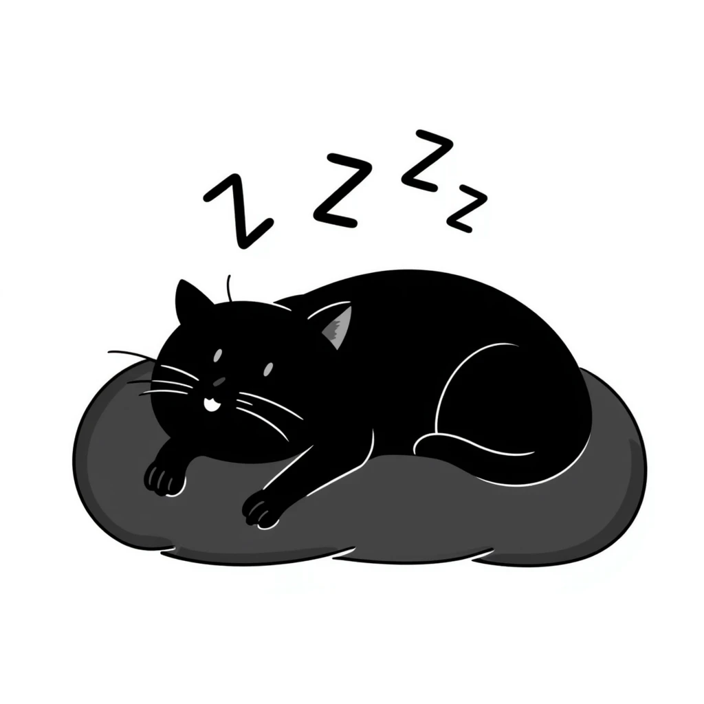 Simple sketch of a cat sleeping with ZZZ above its head emoji