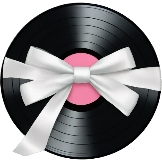 vinyl record with white bow emoji