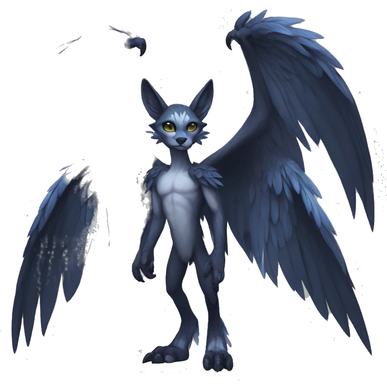 Anthro cool edgy winged animal hybrid full body emoji