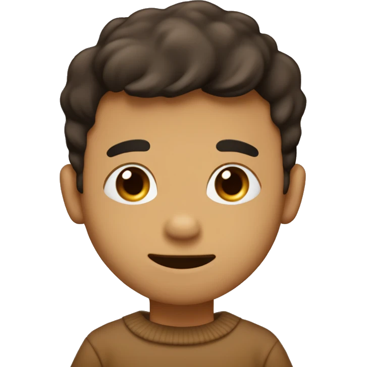 do a boy with tan skin and dark hair with one winking eye wearing a brown sweater that says “puppy”and he has dog ears  emoji