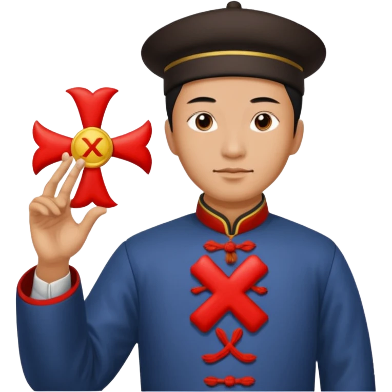 qing empire man holding a red x to a non-qing empire man emoji