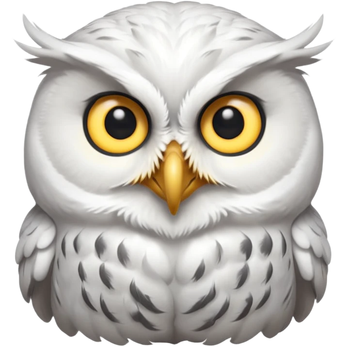 white olw half body, 45 degree rotate head, questionning emoji