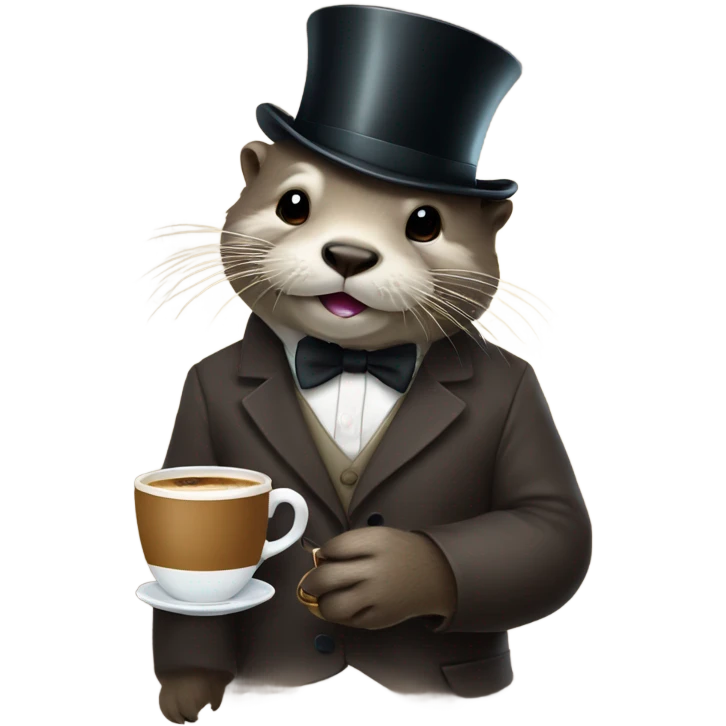 Otter with a monocle and cup of coffee emoji