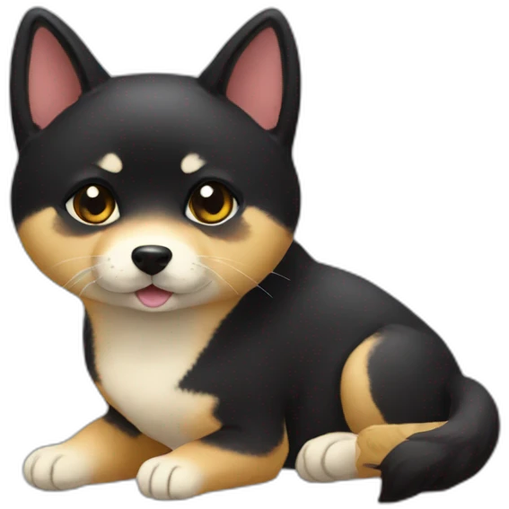 lovely shibainu & black cat emoji