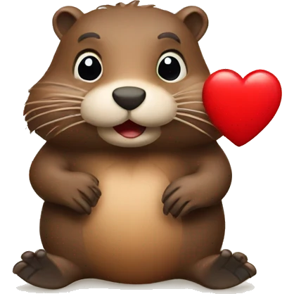 Beaver with red heart emoji emoji