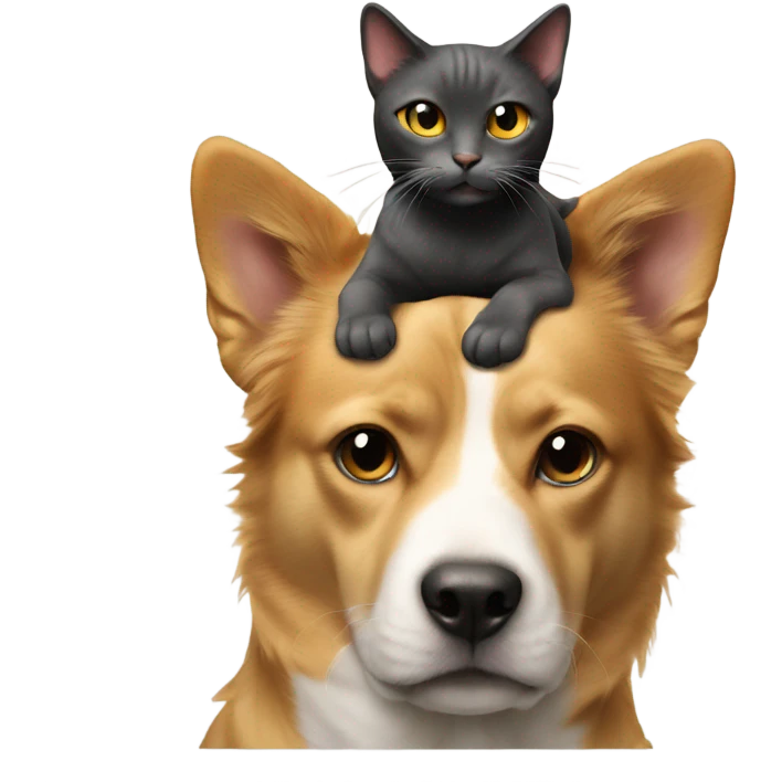cat ride on dog head emoji