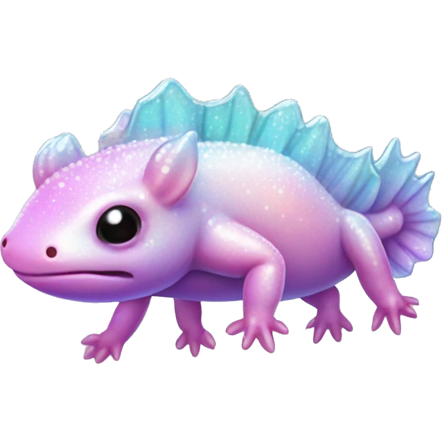 Sparkly glossy Pastel iridescent glass axolotl emoji