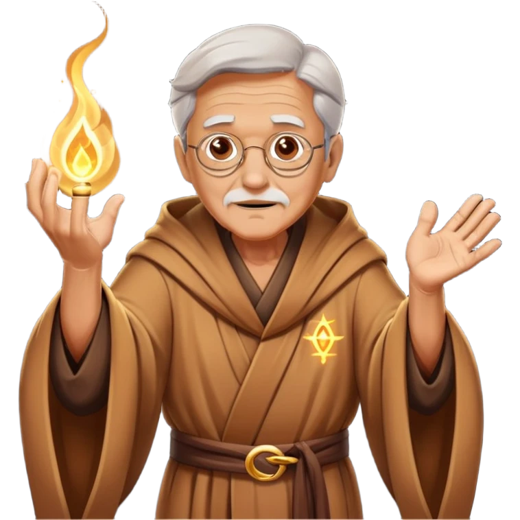 elderly man in a robe casting a glowing magic spell emoji