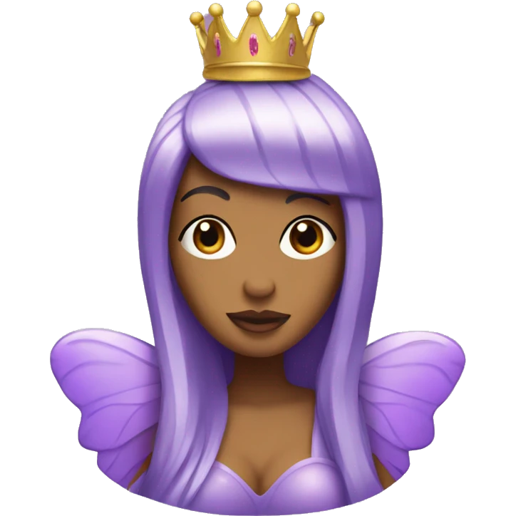 A purple butterfly with a gold crown and a Nicki Minaj face emoji