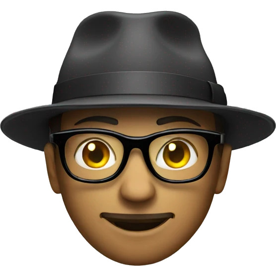 secret agent with glasses and hat emoji