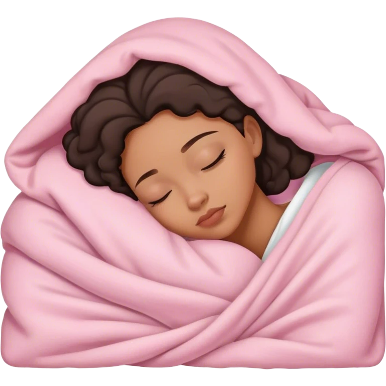 lightskin black lady sleeping in light pink blanket emoji
