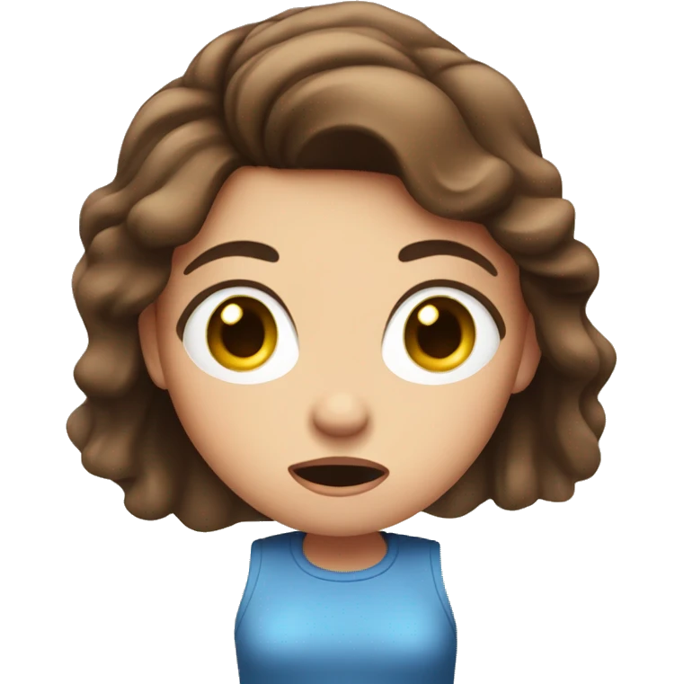 Girl with brown hair blue eyes having a shocked expression  emoji