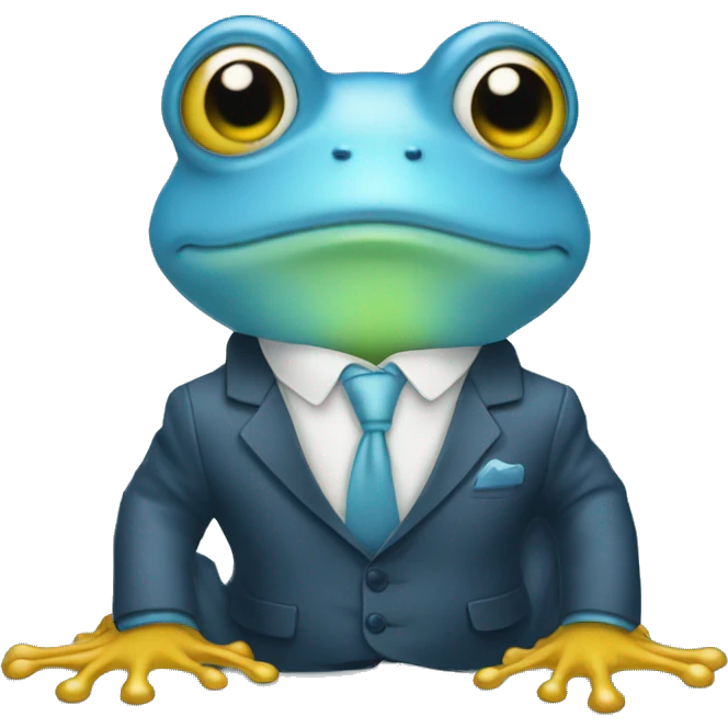 baby blue frog wearing a suit sipping a late emoji