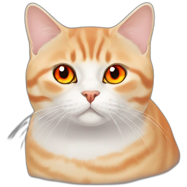 A chabby british shorthair cat in red with orange eyes emoji