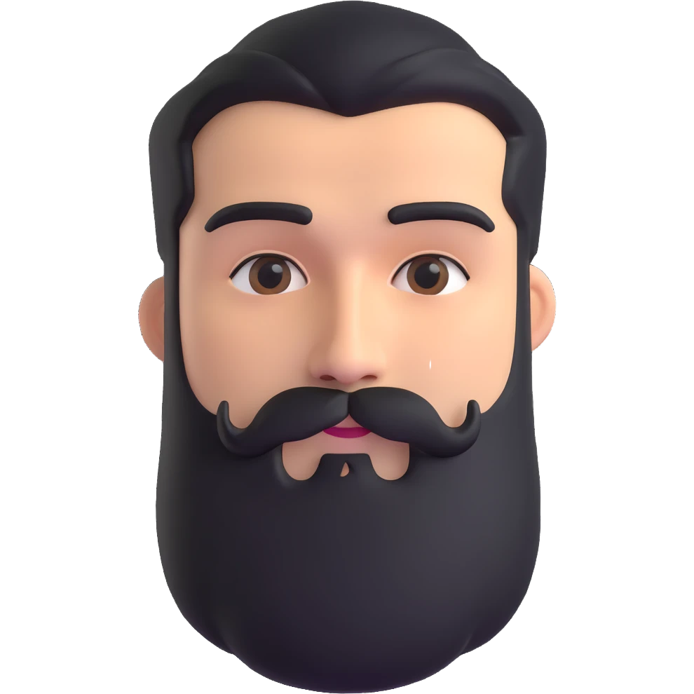 man with thick beard and pronounced bushy eyebrows emoji