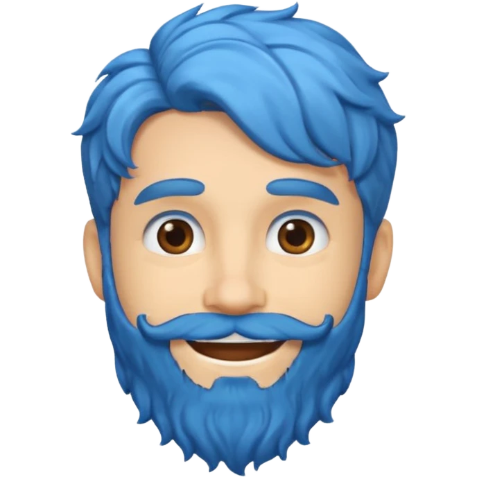 blue wavy haired bearded male, simple emoji