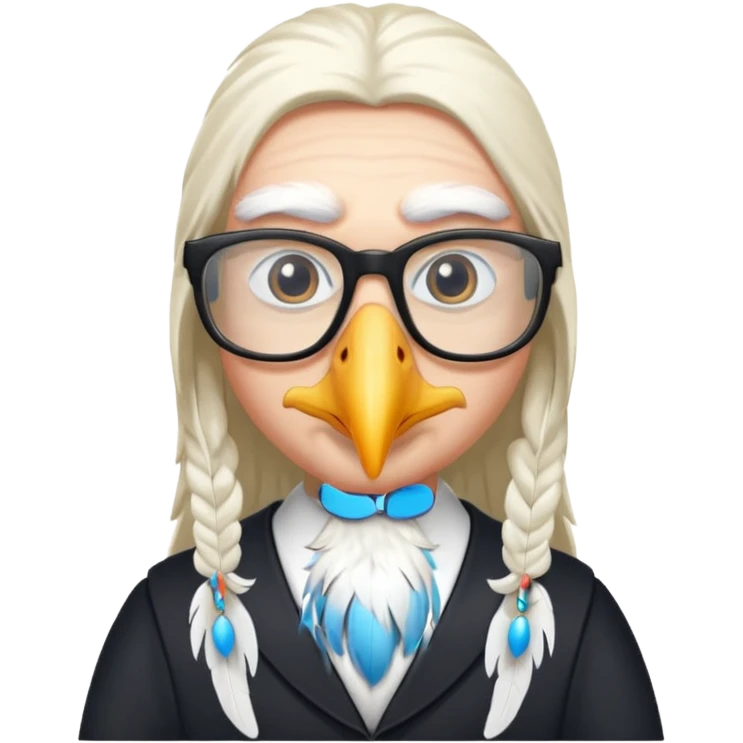 long hair stork with glasses  emoji