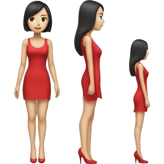 Tall Asian girl with tall tall 10 inche long heels on with a red dress  emoji