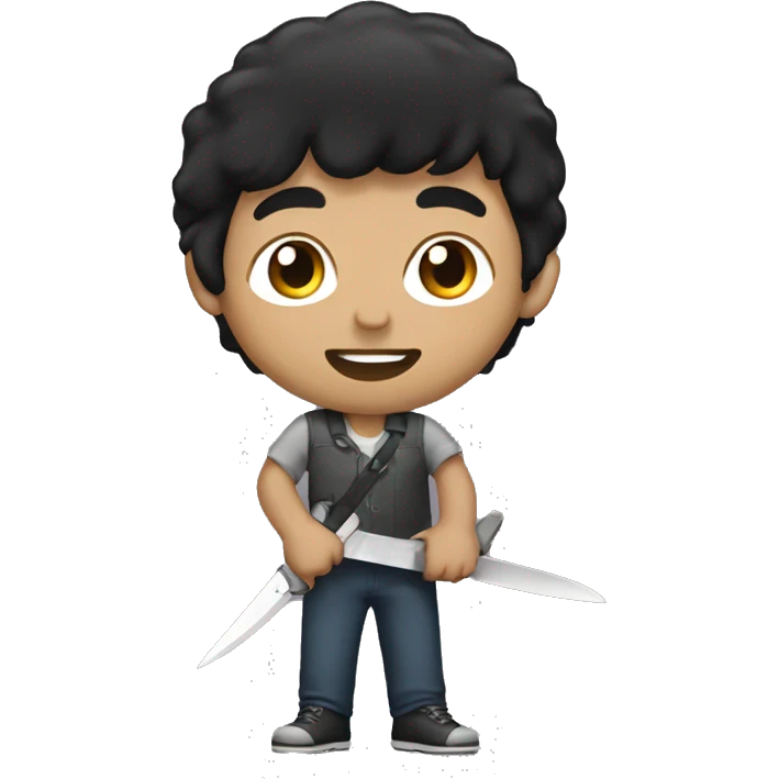 Black haired Boy with knife  emoji