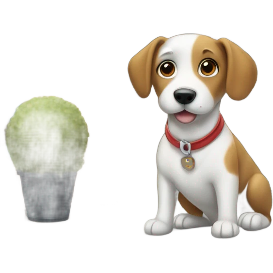 cute dog waiting in front of a store emoji