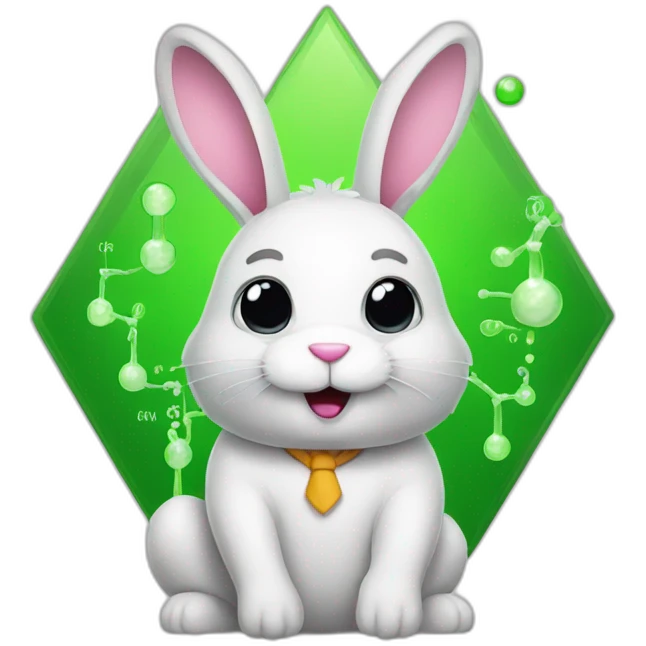 rabbit with a chemistry emoji