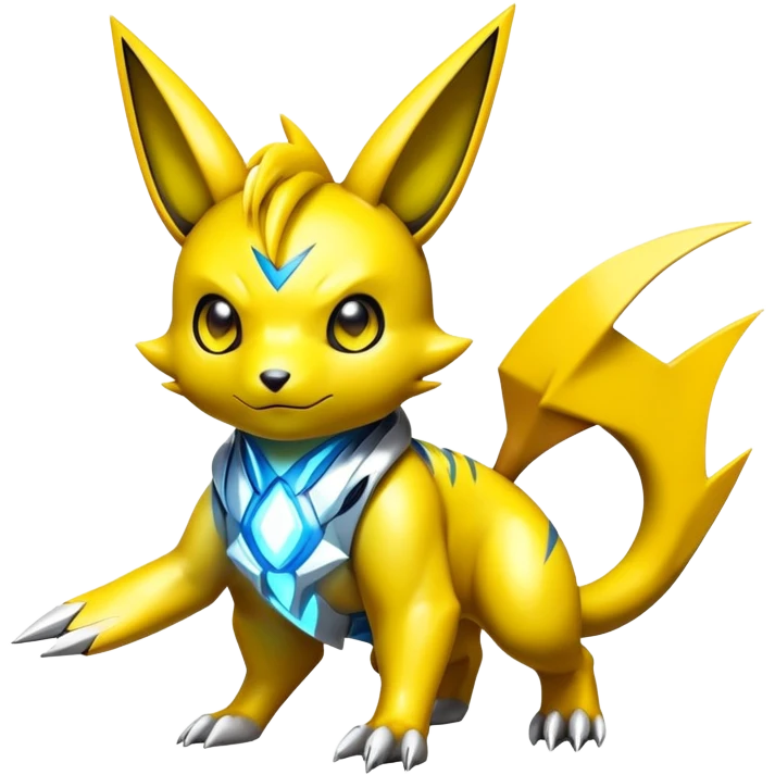 Shiny Futuristic Colorful Cyber-Pichu-Raichu-Renamon-Zeraora-hybrid-creature emoji