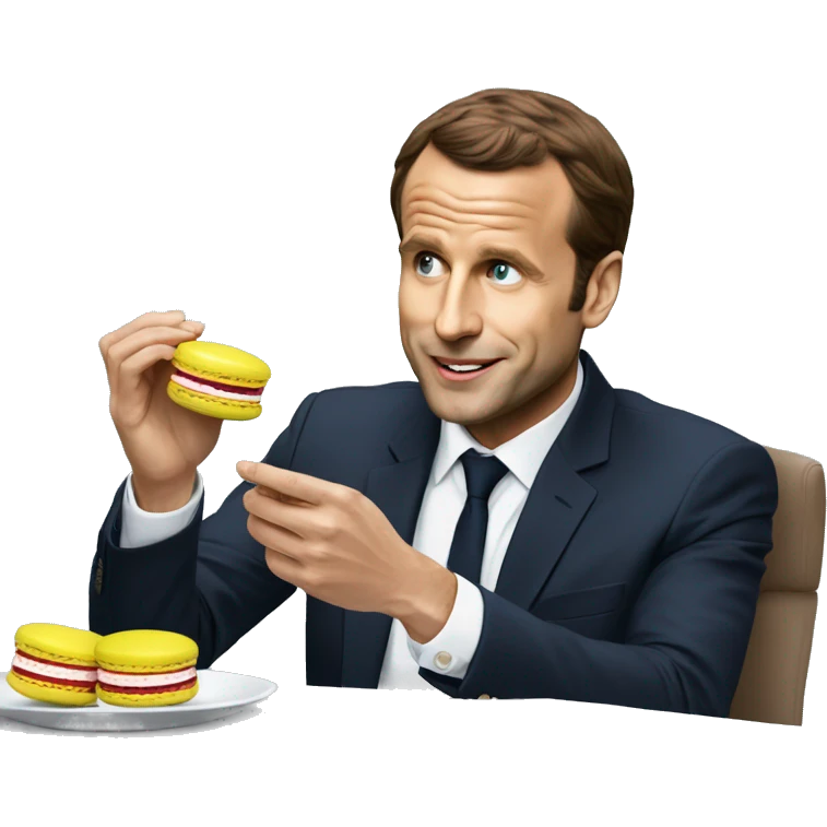 Macron qui mange un macaron emoji