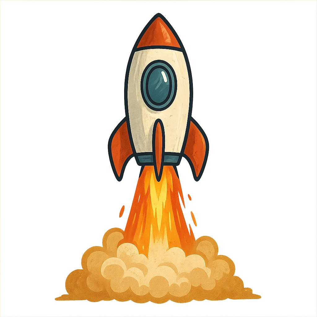 rocket ship blasting off emoji